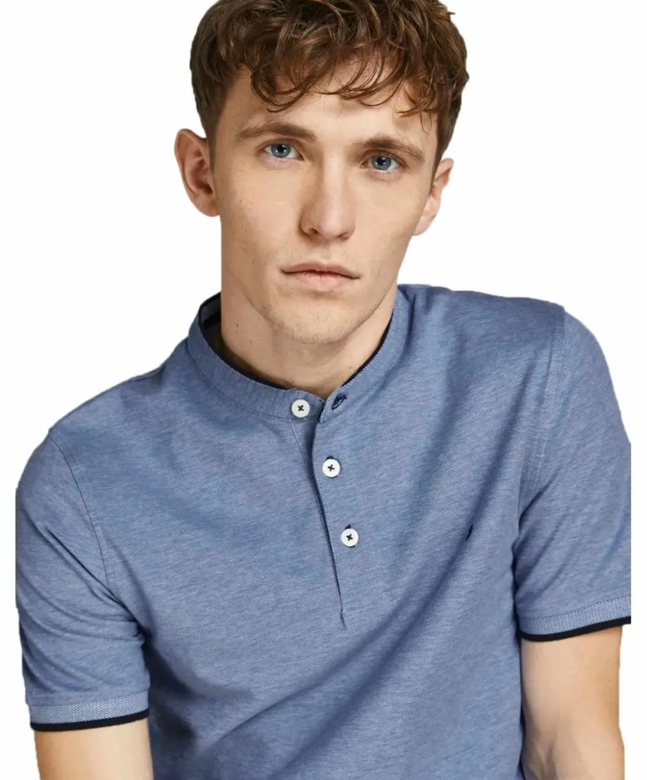 Jack & Jones Poloshirt Paulos mit Mao Kragen in Blau