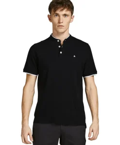 Jack & Jones Poloshirt Paulos mit Mao Kragen in Schwarz