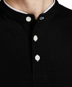 Jack & Jones Poloshirt Paulos mit Mao Kragen in Schwarz