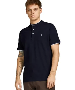 Jack & Jones Poloshirt Paulos in Dunkelblau mit Mao Kragen