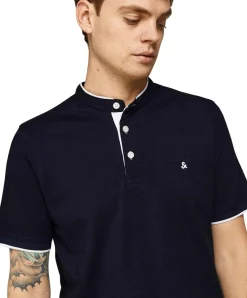 Jack & Jones Poloshirt Paulos in Dunkelblau mit Mao Kragen