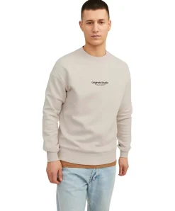 Jack & Jones Pullover Crew aus Sweat-Material in Beige