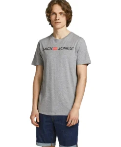 Jack & Jones Slim Fit T-Shirt Corp mit Logo in Light Grey