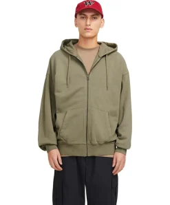 Jack & Jones Sweatjacke Charge Silver Sage mit Sweatstoff