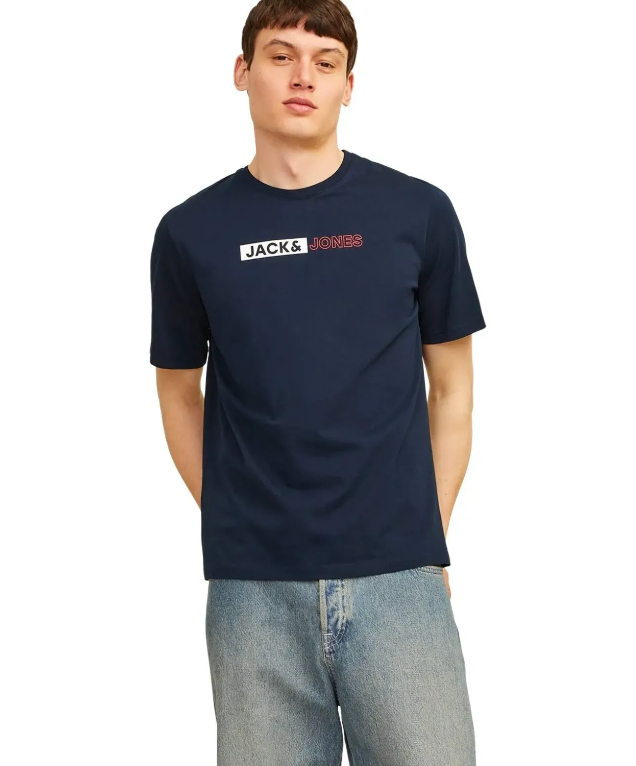 Jack & Jones T-Shirt Corp Blau mit Pigmentprint