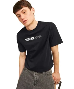 Jack & Jones T-Shirt Corp in Schwarz mit Pigmentprint