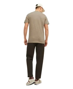 Jack & Jones T-Shirt mit Splitneck in Crockery