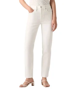 Levis 724 High Rise Jeans aus Creme Denim