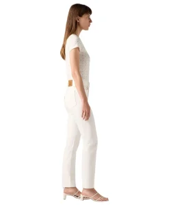 Levis 724 High Rise Jeans aus Creme Denim