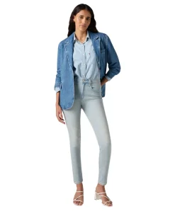 Levis 721 High Rise Skinny aus leichtem Bleached Denim