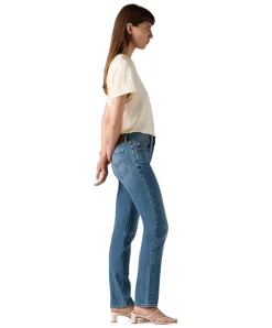 Levis 724 Jeans in mittelblauer Waschung mit hohem Bund