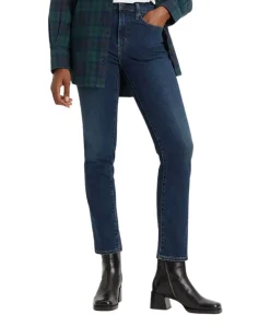 Levis 724 Jeans mit hohem Bund in Blue Swell Verwaschung
