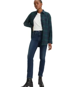 Levis 724 Jeans mit hohem Bund in Blue Swell Verwaschung