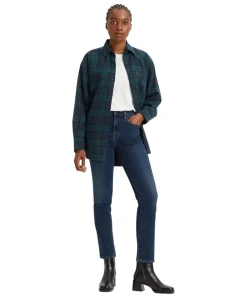 Levis 724 Jeans mit hohem Bund in Blue Swell Verwaschung