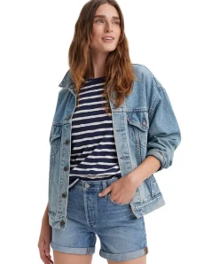 Levis 501 Shorts in blau mit Umschlag