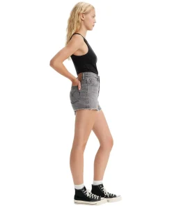 Levi's 501 Shorts mit hohem Bund in schwarzer Used-Optik