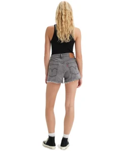 Levi's 501 Shorts mit hohem Bund in schwarzer Used-Optik