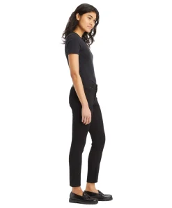 Levi's 712 Slim Jeans in Schwarz mit hohem Bund