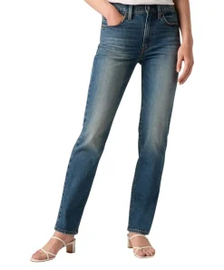 Levis 724 Straight Jeans mit High Rise in Mittelblau