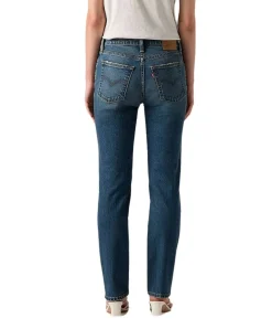 Levis 724 Straight Jeans mit High Rise in Mittelblau
