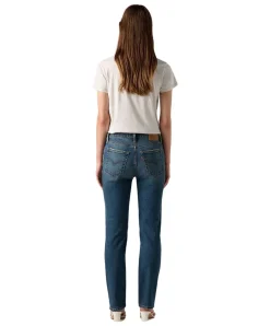 Levis 724 Straight Jeans mit High Rise in Mittelblau