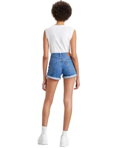Levis Damen Jeans Shorts Long 501 mit hohem Bund