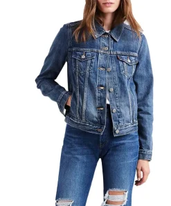 Levis Damen Original Truckerjacke in mittelblauem Indigo