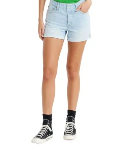 Levi's Jeans Shorts Long 501 in hellblau und hohem Bund