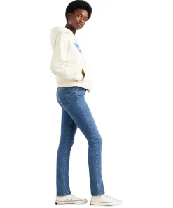 Levi's Jeans Straight 724 High Rise in blau und Zerrissen