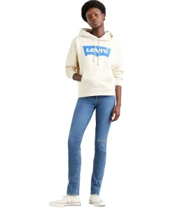 Levi's Jeans Straight 724 High Rise in blau und Zerrissen