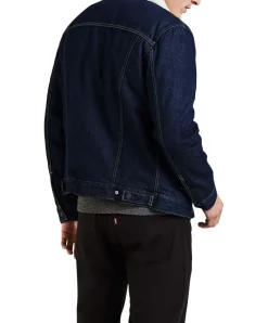Levi's Jeansjacke in Indigoblau und Sherpa Futter