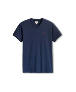 Levis T Shirt Housemark Tee mit V-Neck in Dunkelblau