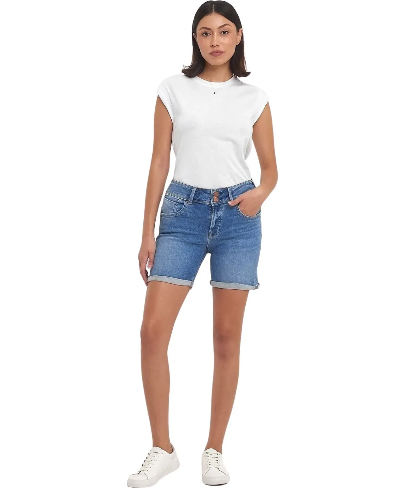 LTB Jeans Shorts Rosina mit Doppelknopf-Verschluss in Mittelblau