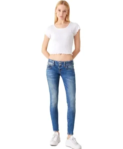 LTB Julita X - Hautenge Jeans in mittelblauer Used Look