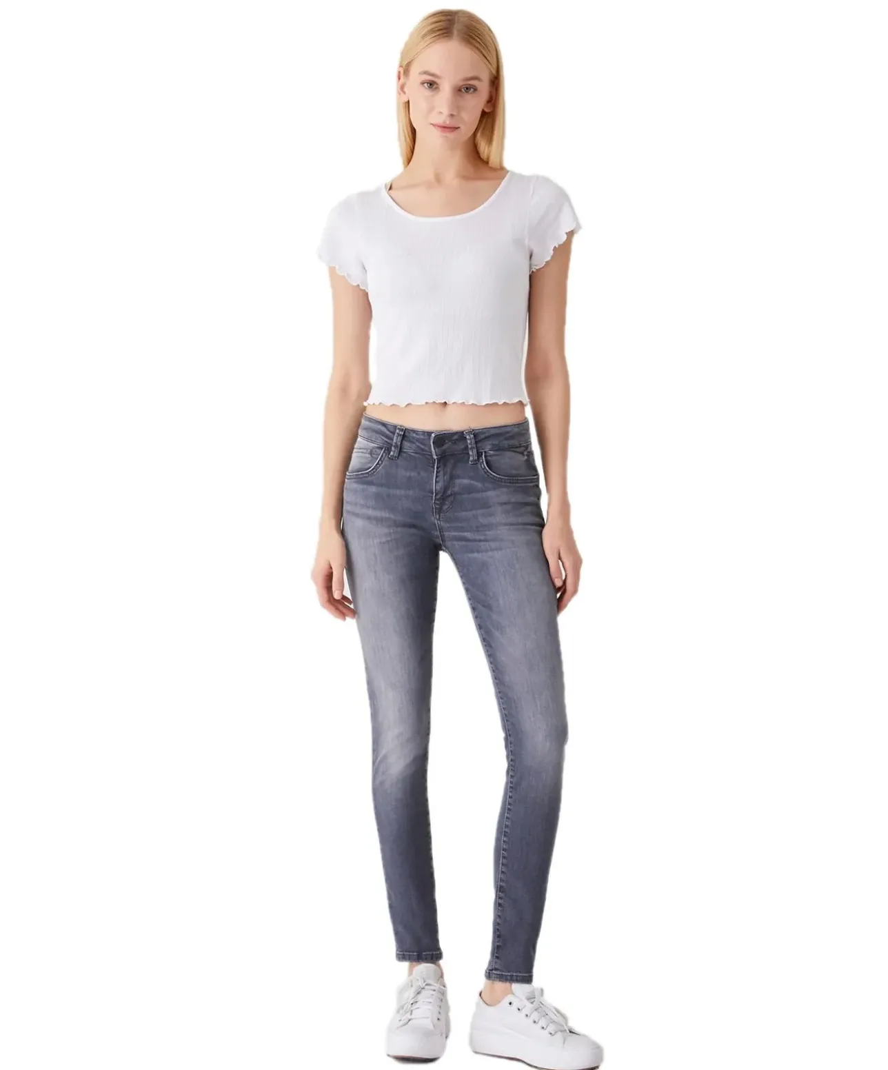 LTB Nicole Damen Jeans in grauer Used Optik