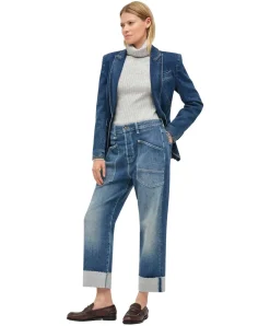 MAC Baggy Jeans in Blau mit Straight Leg