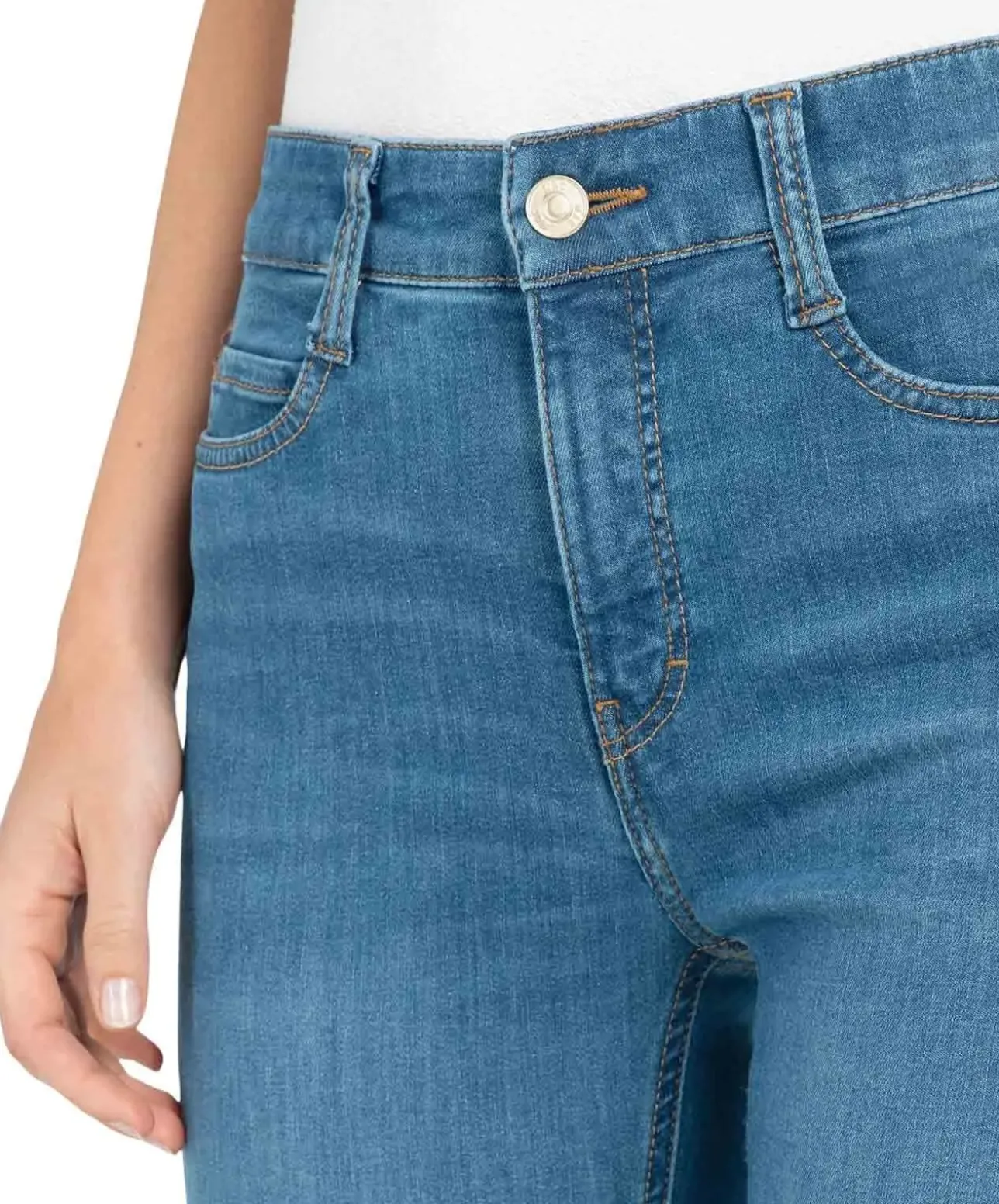 MAC Boot Fringe Jeans in blauer Vintage-Waschung