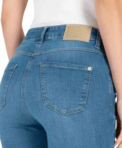 MAC Boot Fringe Jeans in blauer Vintage-Waschung