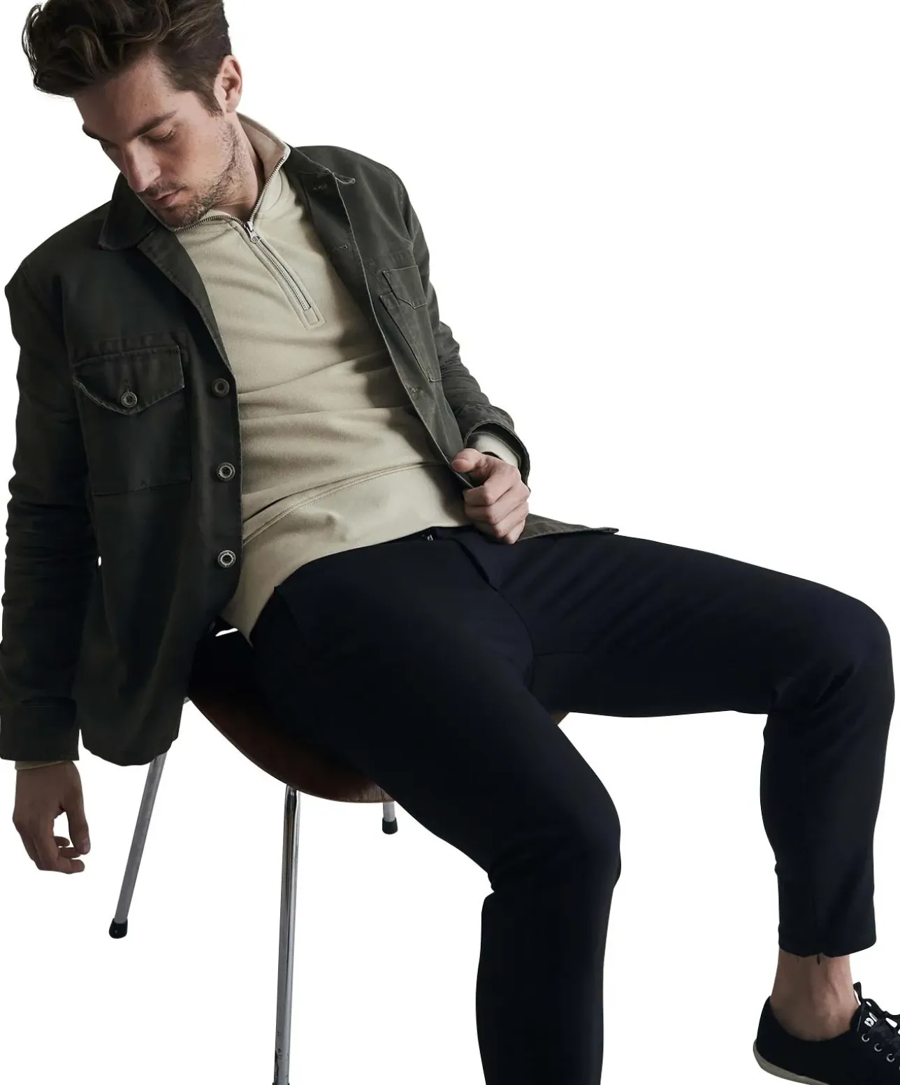 Mac Hose Tapered Fit Griffin in Schwarz mit Zipper am Saum