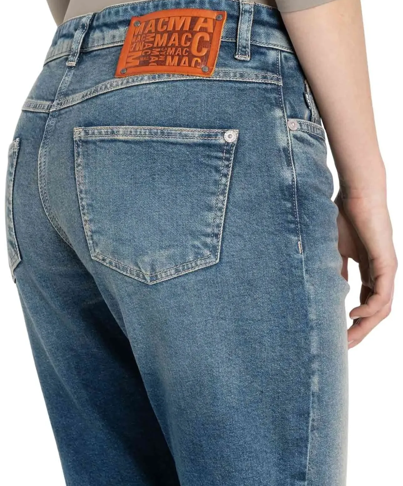 Mac Straight Fit Jeans in Vintage-Used mit Saumumschlag