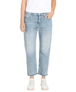MAC Straight Jeans in hellblau und Krempel-Look