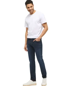 Mustang Frisco Jeans Skinny Fit in dunkelblauer Used-Waschung