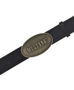 Mustang Gürtel in Schwarz mit Koppelschließe in mattem Gold