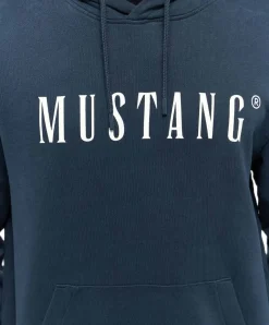 Mustang Hoodie Bronson in Dunkelblau mit Label-Print