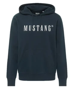 Mustang Hoodie Bronson in Dunkelblau mit Label-Print