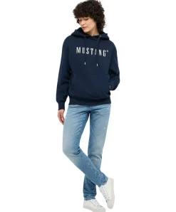 Mustang Hoodie Margo in Dunkelblau mit Logo