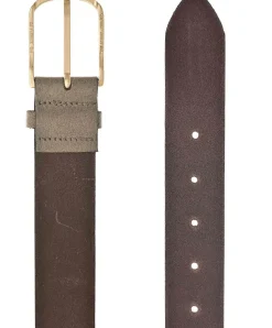Mustang Ledergürtel aus Velourleder in Taupe