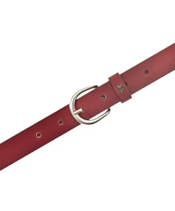 Mustang Ledergürtel in stilvollen rot und abgerundeter Schließe