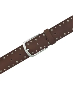 Mustang Nietengürtel aus Leder in Mittelbraun