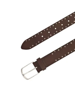 Mustang Nietengürtel aus Leder in Mittelbraun